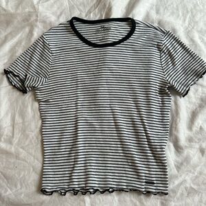 Hollister Black and White Fitted Crop Top